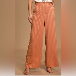 Lulus-Terra Cotta Striped Wide Leg Pant